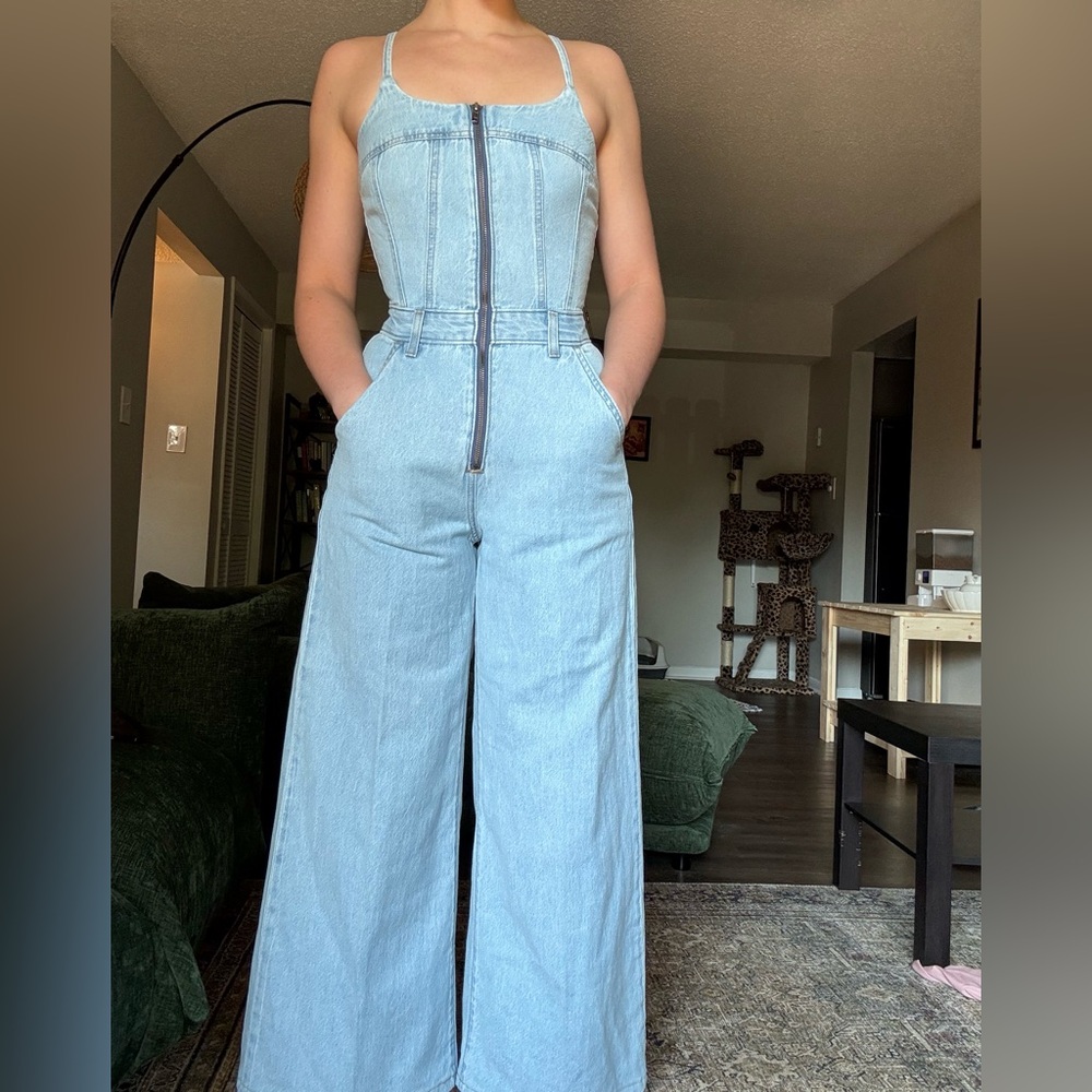 Levi's Light Blue Denim Wide-Leg Jumpsuit Brand New